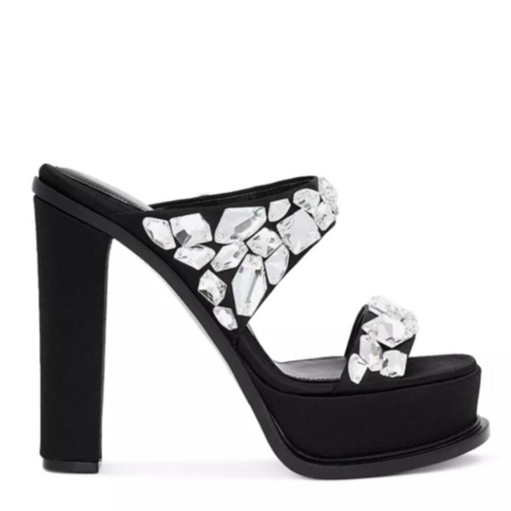 Alexander McQueen Platform Sandal Block Heel Rhinestone Party Evening Formal 8.5